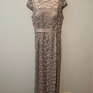 Adrianna Papell Floor Length Dove Grey Dress